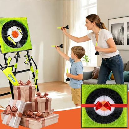4-in-1 Axe Throwing Game for Backyard, Axe Throw & Lawn Dart Target Sets, Yard Games for Team Battles with 3 Axes, 3 Stars, 6 Darts & 5 Arrows Indoor/Outdoor Games Competition-Ready Set