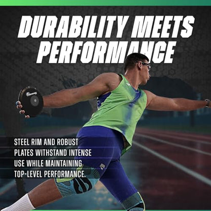 Super Spin Competition Discus for Track & Field, High School, College, Men & Women — 85% Rim Weight, High-Spin Performance, IAAF World Athletics Certified with Free Carry Bag, Black - size: 1.5kg
