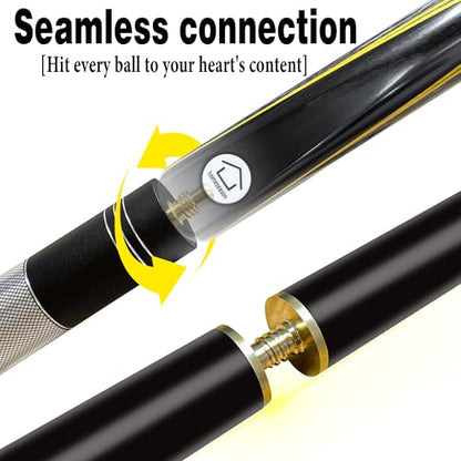 HomeSeason 57inch Snooker Cue Stick 18oz 3/4 Jointed Pool Cue, with Extension, Cue Case, Durable Ash Wood and Red Maple Construction Billiards Cue - color: HSS10