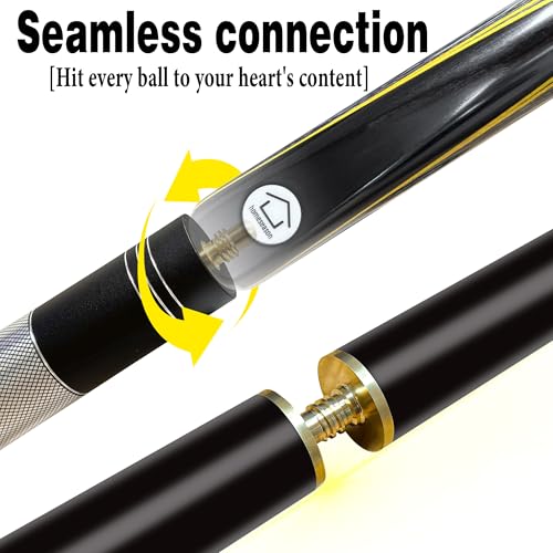 HomeSeason 57inch Snooker Cue Stick 18oz 3/4 Jointed Pool Cue, with Extension, Cue Case, Durable Ash Wood and Red Maple Construction Billiards Cue - color: HSS11