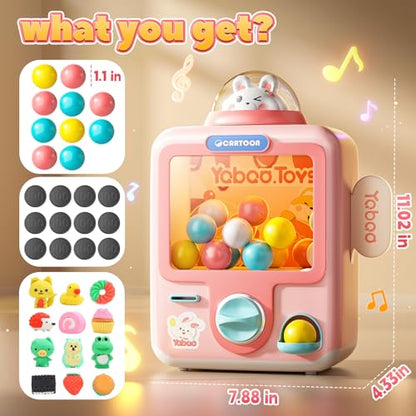 Skirfy Vending Machine Kids Toys Mini Claws Machine 12 Erasers Operated Gumball Prize Machine Maker Game Claws Machine Easter Game Sensory Toys Dolls Gifts（Pink） - color: Pink