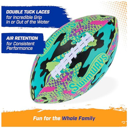 Swimways Hydro Waterproof Football, Outdoor Games for Adults and Kids, Swimming Pool Accessories and Pool Party Games,9.25 Inches, Green - color: Green (New Version)