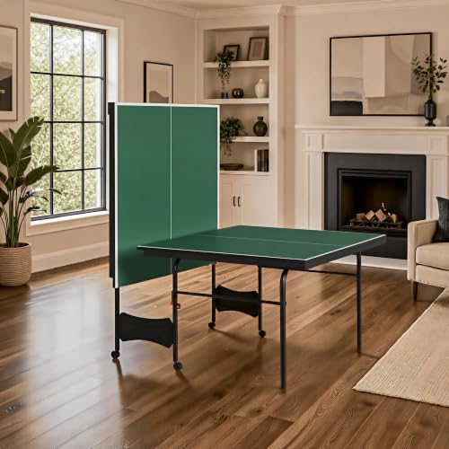 Zevemomo Table Tennis Table, Foldable Ping Pong Tables w/ 2 Paddles 3 Balls - color: Green