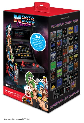 My Arcade Data East Classics Mini Player - 10 Inch Mini Arcade Machine Cabinet - 34 Retro Games Included - Heavy Barrel, Caveman Ninja, and More - Licensed Collectible