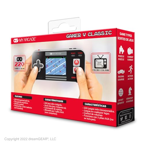 My Arcade Gamer V Classic-Red: Portable Gaming System with 220 Games, 2.5" Color Display, Pocket Size (DGUN-3911) - style: Gamer V Classic-Red