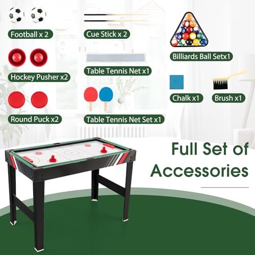 Giantex 10-in-1 Multi Game Table, Combo Game Table Set w/Hockey, Foosball Pool Ping-Pong Chess Cards Checkers Bowling, Shuffleboard, Backgammon, Adult Size Foosball Table for Game Room, Family - size: 49"L x 38"W x 32.5"H, style: 4-in-1