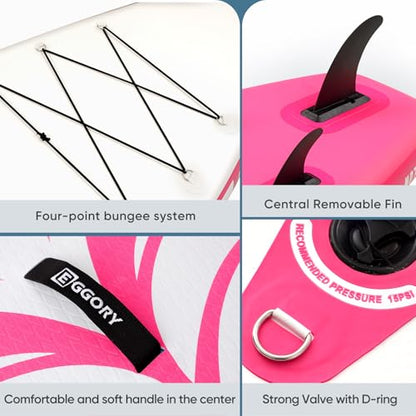 Inflatable Paddle Board,Stand Up Paddle Board Set, Extra Wide SUP Board with Removable Fin, Floating Paddle, Hand Pump, Waterproof Phone Pouch,Traveling Board - color: TT pink