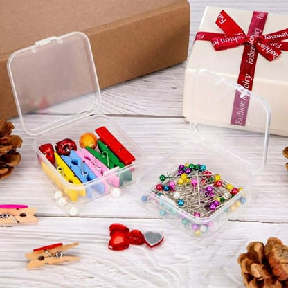 24 Packs Small Clear Plastic Beads Storage Containers Box with Hinged Lid for Storage of Small Items, Crafts, Jewelry, Hardware(2.12 x 2.12 x 0.79 Inches) - size: 2.12 x 2.12 x 0.79 Inches
