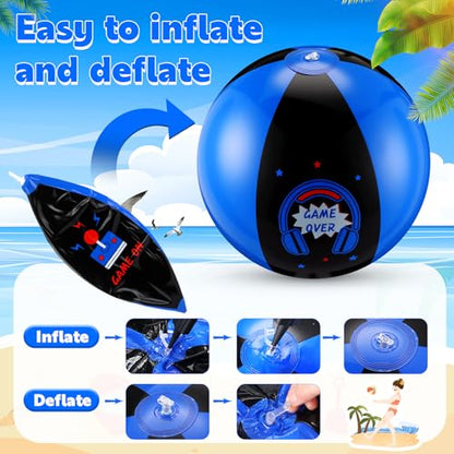 3 Pcs 12 Inch Inflatable Video Games Beach Balls for Kids Video Games Birthday Party Favor Decorations Pool Toy PVC Beach Ball - style: Video Game