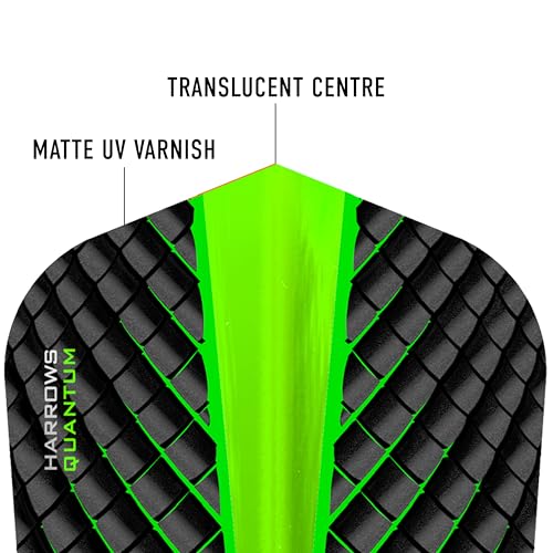 Harrows Quantum Dart Flights | 5 x Sets Darts Flights (15 Flights Total) I 100 Micron Dart Flights I Premium Extra Strong Made in UK I Professional Darts Accessories - color: Green