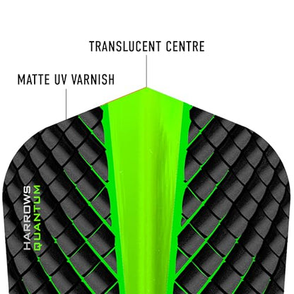 Harrows Quantum Dart Flights | 5 x Sets Darts Flights (15 Flights Total) I 100 Micron Dart Flights I Premium Extra Strong Made in UK I Professional Darts Accessories - color: Green
