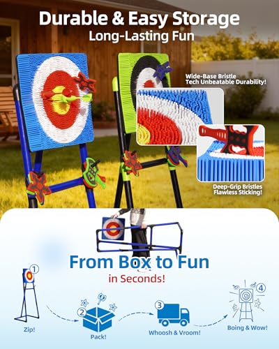 Axe Throwing Game for Backyard with Bristle Target & 12 Throwing Axes Set, Indoor & Outdoor Games for Adults, Kids & Family, Yard Games Toys, Axe Throwing Target,Dart Board,Carnival Games(Blue)