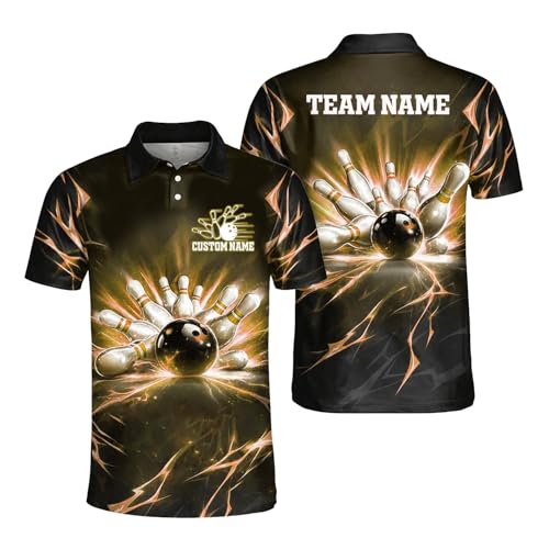 GABITA Personalized Bowling Jerseys for Men, Custom Bowling Polo Shirt, Bowling Shirts Gift for Bowler Team Player - color: A57