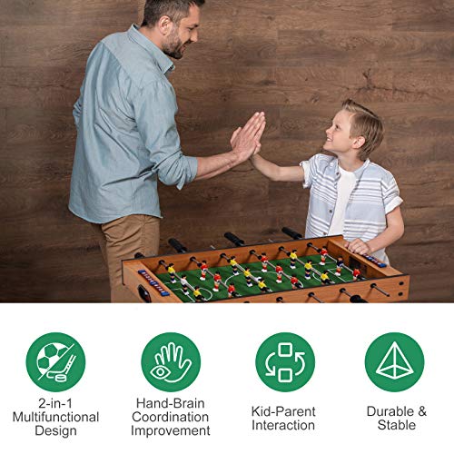 Goplus 2 in 1 Multi Game Table, Mini Foosball Table & Air Hockey Table with Realistic Playing Field, Manual Scoring Bar, Compact Combo Game Table Top for Home, Play Rooms, Bars, Parties, Family Night