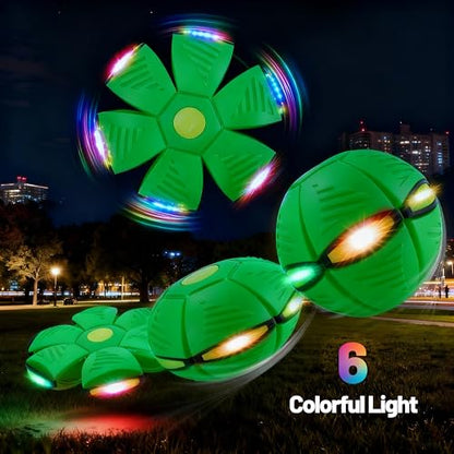 Magic Metaball, Magic Bouncing Ball, Magic Flying Saucer Interactive Pop-Up Transform Toy, Family Interaction Green Bouncy Ball, Collapsible Time Delay Frisbee Flying Disc Toy with 6 Light - color: Green