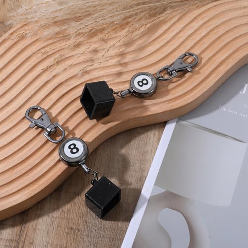 LLOUSSAK 2 Pcs Billiard Chalk Holder with Retractable Key Ring, Pool Chalk Holder, Pool Cue Chalks Holders Black Billiards Chalks Holders Billiards Accessories for Billiard Lovers
