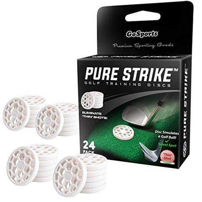 GoSports Pure Strike Golf Training Discs 24 Pack | Golf Swing Trainer and Ball Striking Training Aid for Contact, Compression and Swing Path Practice | Indoor and Outdoor Golf Practice Equipment