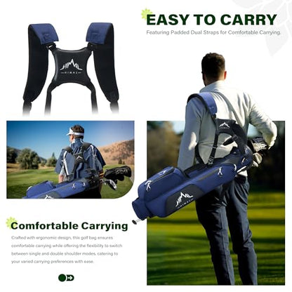 uniHimal Lightweight Par 3 Golf Bag - Small Golf Stand Bag with Dual Shoulder Straps, Cooler Pocket, Dust Cover, Pitch and Putt Bag for Driving Range - color: Blue