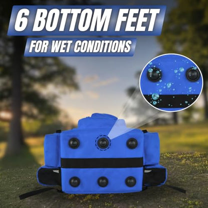 Disc Golf Bag with Removeable Cooler,13 Disc Capacity with Insulated Cooler for a 6-Pack,22 disc max,Adjustable Backpack Strap Included - color: BLUE