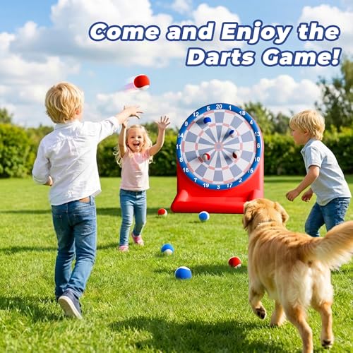 Funscape Kids Fun Pool Toys, Inflatable Dart Board Toss Water Game, Swimming Pool Floats, Beach Yard Outdoor Ball Play, Summer Party Birthday Gift 3 4 5 6 7 8 9 12 Yrs Boys Girls Teen Adult Family-Red - color: Red