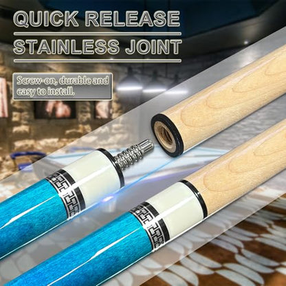 HomeSeason Pool Cue Stick 58inch 18oz-21oz 12.5mm Tip Professional Billiard Canadian Maple Wood 2-Piece Combination Cues Sticks - color: 19oz