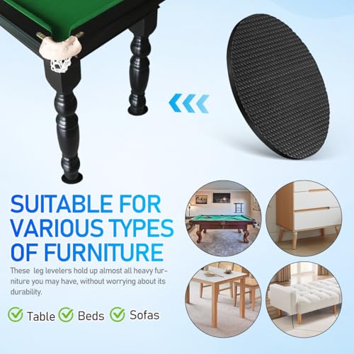 POPETPOP 12 Pcs Pool Table Leveling Kit: 0.2" Thickest Rubber Shims for Billiard Pool Table Leg, Adhesive Levelers Pads, Furniture Floor Protectors for Billiard, Chairs, Desks, Washer (3.34 inch)