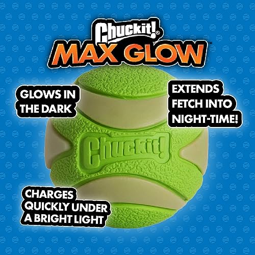 Chuckit! Glow in the Dark Bouncy Balls - Ball for Dogs, Dog Toy, Max Glow Balls - Extra-Large, 3.5 Inch (Pack of 12) - size: Extra-Large (Pack of 12)