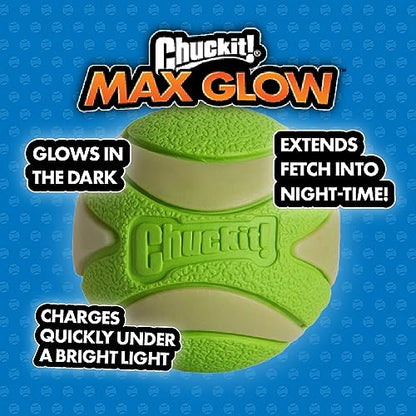 Chuckit! Glow in the Dark Bouncy Balls - Ball for Dogs, Dog Toy, Max Glow Balls - Extra-Large, 3.5 Inch (Pack of 12) - size: Extra-Large (Pack of 12)