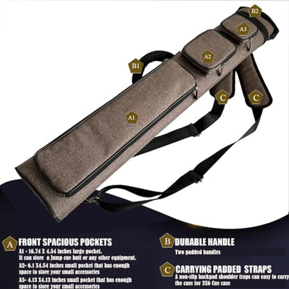 Champion 2X4,3x6 Nylon/Leatherette Billiard Pool Cue Stick Hard Carrying Case 4S2B, 6S3B - color: Brown, size: 3X6 (3B6S)