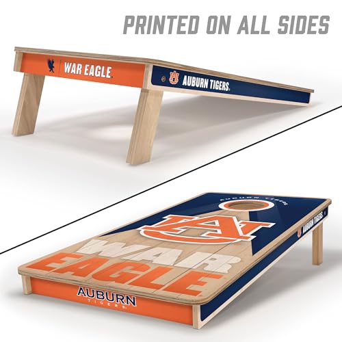 YouTheFan NCAA 2' x 4' Slogan Series Professional Wood Cornhole Game with Logo Bags - color: Auburn Tigers