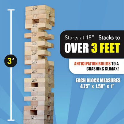 Jenga Giant Challenge, Stacking Game with Tournament Chart & Travel Bag, Party Game for Kids & Adults, Stacks to 3 Feet - style: Challenge