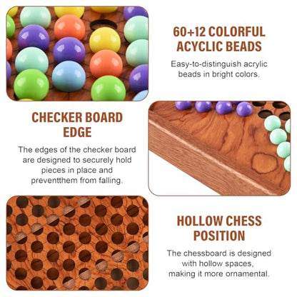 15" Large Upgraded Wooden Chinese Checkers Board Game, 16mm 60+12 Colorful Marbles, Easy Grasp, Storage Drawer, Perfect for Family Gathering