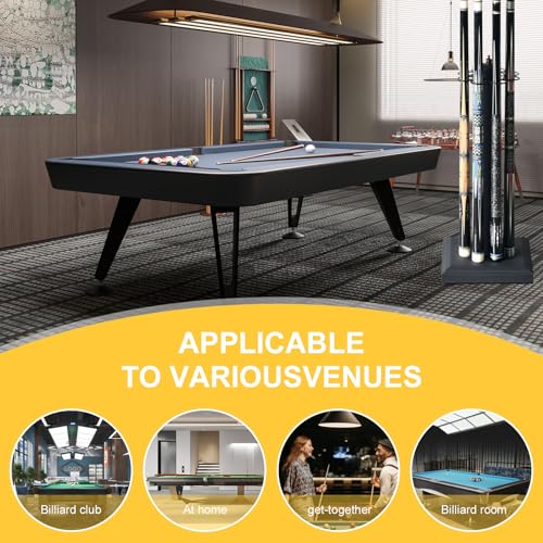 CROWN ME Pool Stick Holder Billiard Cue Rack Holds 8 Sticks Floor Stand metal billiard cue rack, pool cue holder-Finish Black - color: Black