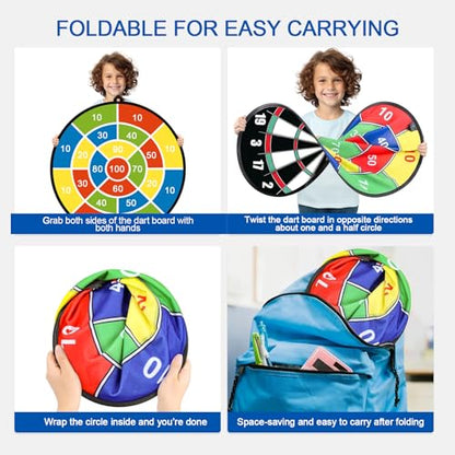 29" Dart Board for Kids, Gifts for 3 to 12 Year Boys and Girls Game Toys | Darts Set Double-Sided with Sticky Balls and Darts, Indoor Outdoor Sport Fun Party Play Parent-Child Activity Game Toys