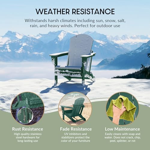 WestinTrends Malibu HDPE Outdoor Patio Folding Poly Adirondack Chair, Dark Green - color: Dark Green, size: 1 Chair