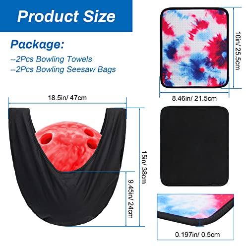 2+2 Bowling Ball Towel Kit, 10" x 8" Shammy Pad With Easy Grip Dots, Non-Slip Polisher Bag for Clean/Storage