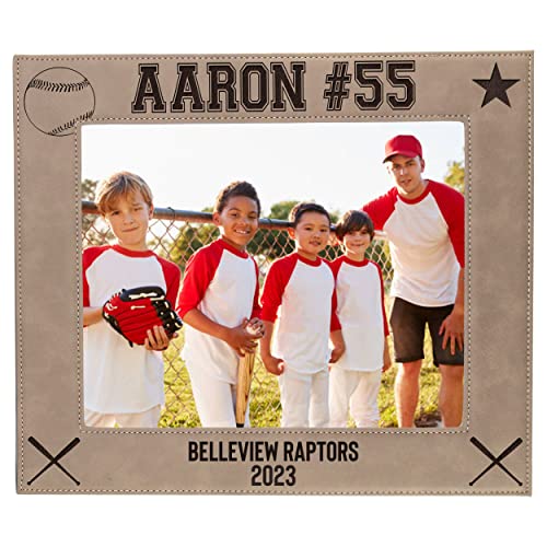 My Personal Memories Custom Monogrammed Baseball Sports Picture Frame Gifts - Customized 4x6, 5x7, 8x10 Photo Frames for Athletes, Coaches, Teams, Kids, Awards (Tan) - color: Tan