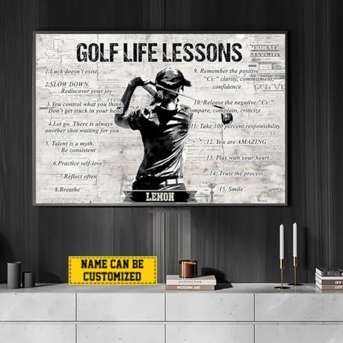 CENOVACY Personalized Golf Life Lessons Canvas, Custom Motivational Golf Poster, Inspirational Golf Poster Wall Art, Thoughtful Golf Gift For Girl Woman Players - color: Design 07