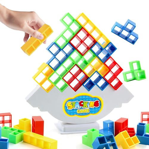 72Pcs Balance Stack Game for Kids 8+ & Adults, w/66 Challenge Cards | Large Balance Stacking Blocks for 2-4 Player, STEM Building Toy for Kids, Giant Balance Tower Game for Family&Party