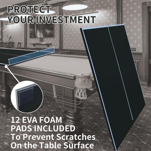 6/7/8/9Ft Mid-Size Ping Pong Conversion Top, Foldable Table Tennis Table Top with Net for Home Office - color: BLACK, size: 9*5 FT