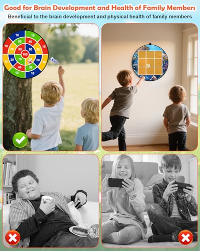 Giant Tic Tac Toe Outdoor Games, Bean Bag Toss Games, 26" Dart Board Game Double-Sided with Sticky Balls for Boys and Girls Ages 4-12 Kids Adults Family Lawn Yard Large Carnival Games - size: D+GTB