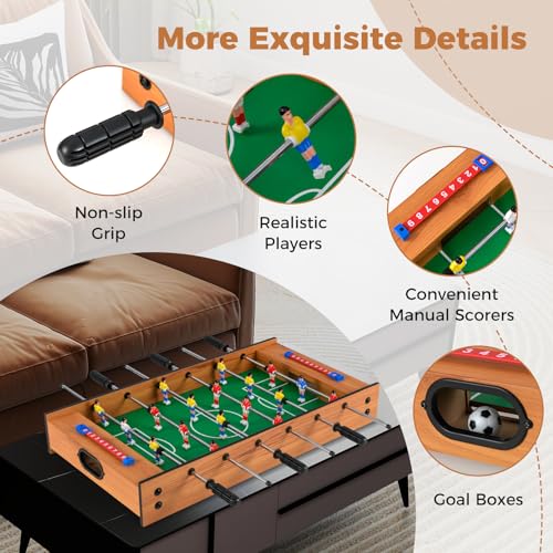 GYMAX 2 in 1 Multi Game Table, Tabletop Foosball Table & Hockey, Combo Game Table Set with Complete Accessories for Kids & Adults, Home, Game Room, Party, Family Nights