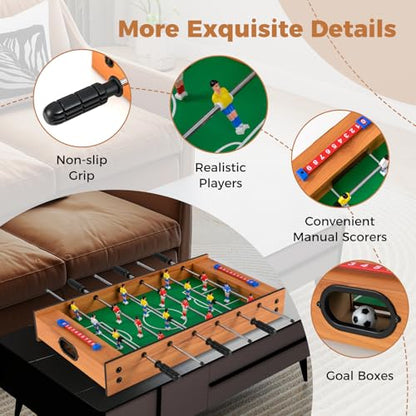 GYMAX 2 in 1 Multi Game Table, Tabletop Foosball Table & Hockey, Combo Game Table Set with Complete Accessories for Kids & Adults, Home, Game Room, Party, Family Nights