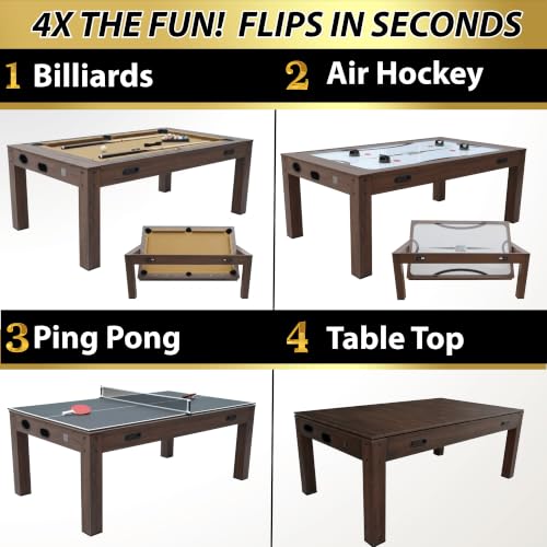 7ft Multi Game Table 4 in 1 Pool Table Ping Pong Table Air Hockey Combo Game Table Includes All Accessories for Game Room & Family - color: Espresso