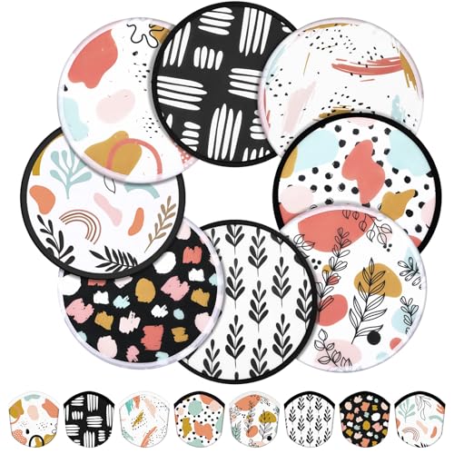 Gejoy 24 Pieces Abstract Botanical Foldable Flying Disc Fans Handheld Compact Cooling Multi Role Round Fans for Outdoor Games for Women Man Party Favors Decorations Portable, 8 Style - color: Abstract Botanical