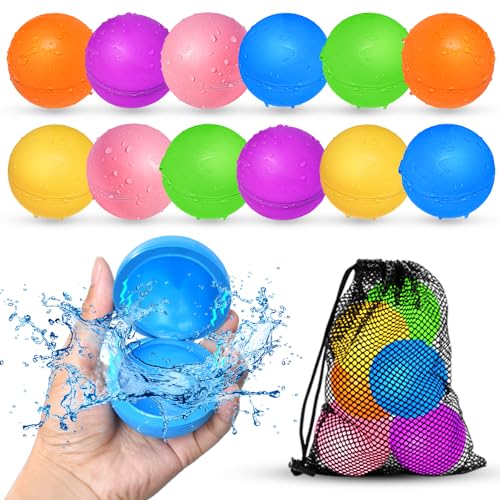 12Pcs Reusable Water Balloons, Pool Beach water Toys for Boys and Girls, Outdoor Summer Toys for Kids Ages 3-12 - size: 12 PCS