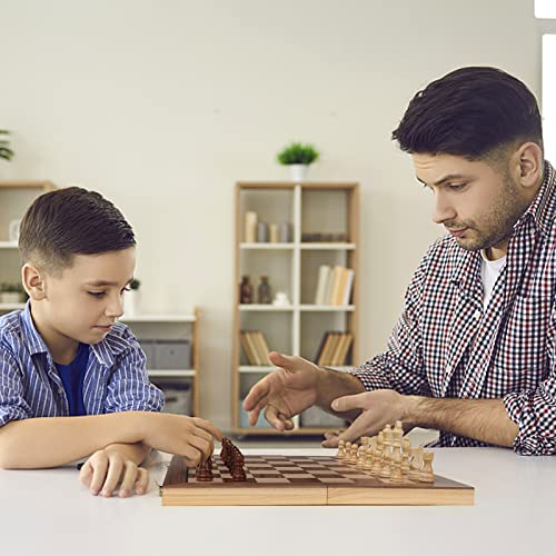 17 Inch Large Chess Set for Adults & Kids, Foldable Wooden Chess Board for Kids, Portable Magnetic Chessboard Game for Adults - size: 17 inches