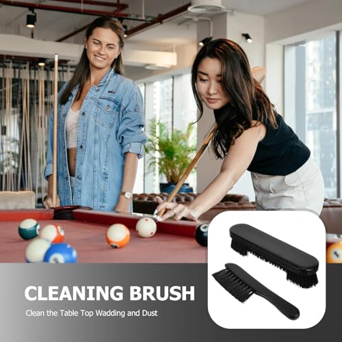 Pool Table Brush and Billiard Cleaning Brush Set 2pcs with Wooden Handle for Snooker and Pool Table Maintenance and Felt Cleaning Black