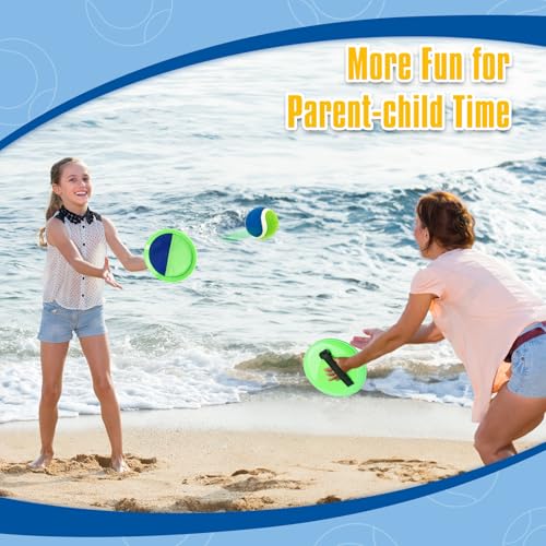 Toss and Catch Ball Set, Pool Beach Outdoor Toys Games for Kids Ages 4-8-12, 4 Paddles 4 Balls and Storage Bag, Summer Yard Outdoor Game for Adult Family, Birthday Easter Gift for Kids