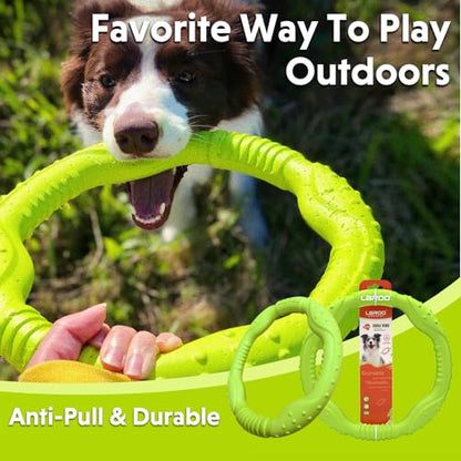 LaRoo Dog Toys for Medium/Large Dogs, Floatable Dog Flying Discs 3 Sizes Tug Toy, Interactive and Tug of War Ring Toy, Funny Fetch Teething Toys (Green, 11.8“) - color: Green
